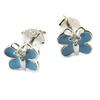 Les Trésors De Lily [N6258] - Silver 'Butterflies' Earrings Blue (rhodium Plated) - 7x6 Mm