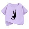 Cute Climbing Cat T Shirts Funny Short Sleeve Kids Childrens Tshirt Boys Girls Summer Spring Casual Top Tee Shirt