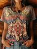 Women's Summer Fashion Casual T-Shirt 3D Floral Print Round-Neck Short-Sleeve Top Elegant and Chic Women's Short-Sleeve Top