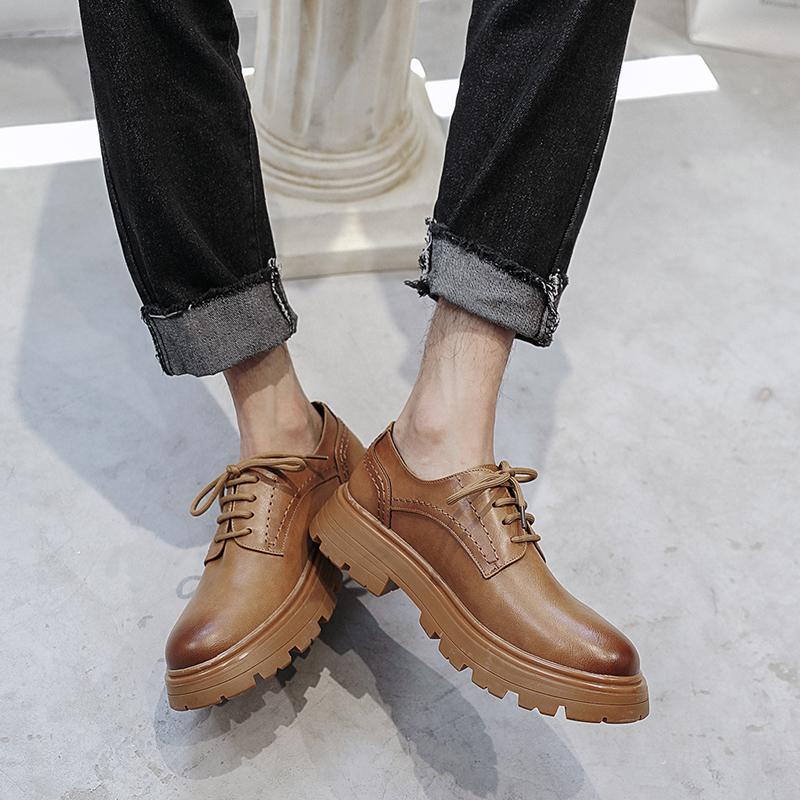 Модные мужские туфли для клуба Мужские кожаные туфли-оксфорды на платформе слипоны — фото 7