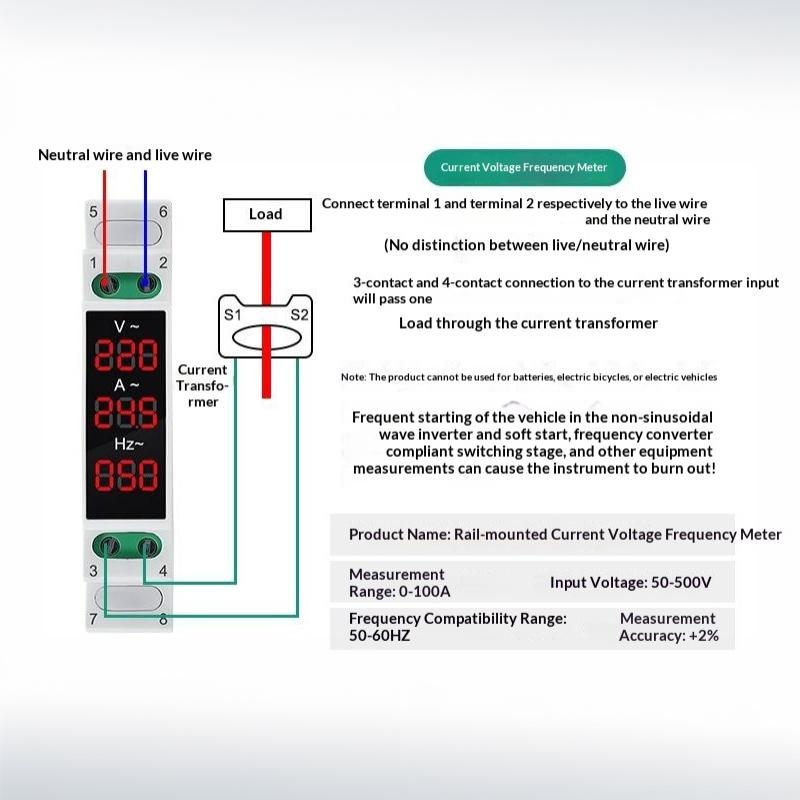 Digital Three Phase Voltage Meter LED Display Modular Design Anti-interference for Communication Base Station Power Supply Monitoring