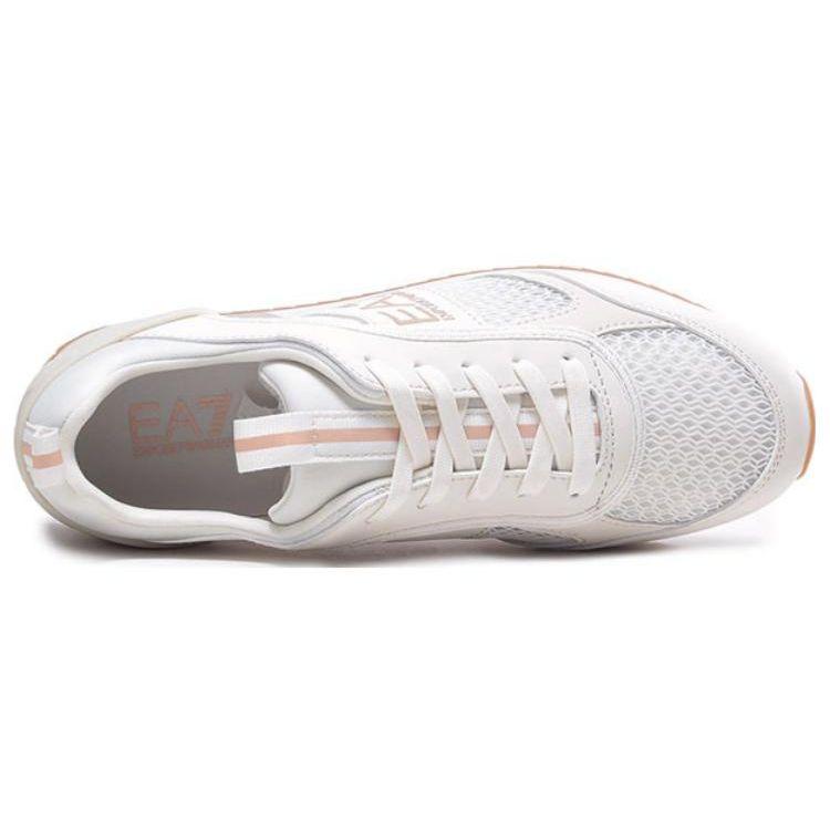 Emporio Armani EA7 PU Fabric Mesh Lace-Up Breathable Low-Top Casual Shoes Unisex Sneaker Beige X8X027XK050R321
