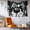 Dark Terror Hand Drawn Tapestry, Black White Gothic Wall Art for Bedroom Home Decor