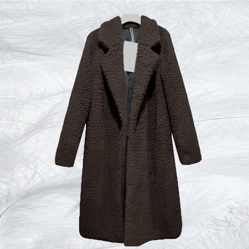 Women's Fur Coat Long Solid Color Winter Shaggy Coat