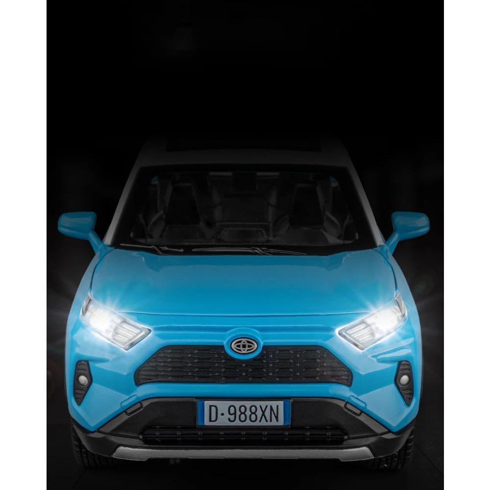1/22 Toyota RAV4 SUV Alloy Diecast Model Car Toy 6 Doors Can Be Opened Pull Back Sound and Light Vehicle Toys Collectibles Gifts