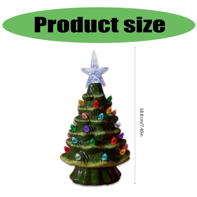 Glowing Hand Painted Battery Operated Ceramic Christmas Tree Desktop Night Light Stylish Home Decoration Accessories