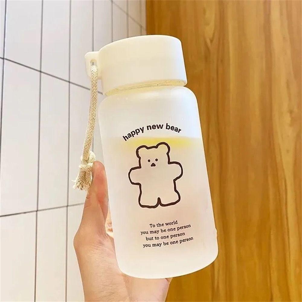 Simple Cute Bear Outdoor Water Cup Transparent Water Bottle Clear Frosted