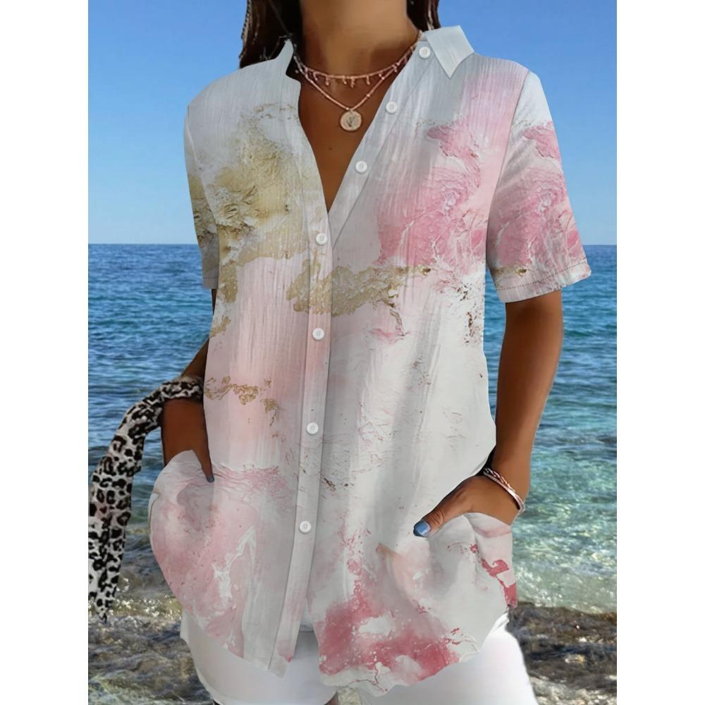 Painted Print Plus Size Women s Shirt, Trendy 3D Print Cardigan S