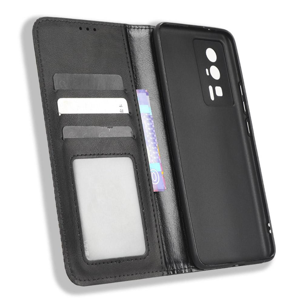 Handyhülle für Xiaomi Poco F5 Pro 5G/Redmi K60 Pro 5G/K60 5G/K60 Champion Edition Retro-Textur Ständer PU-Leder Handy-Wallet-Hülle