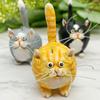 Figurina Decorativa di Gatto Resina Artistica Espressione Sorpresa Gatto in Miniatura per Scrivania