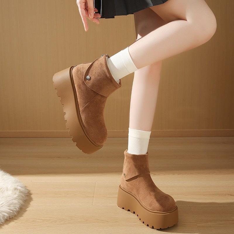 Women's Fashion Soft-Sole Winter Warm Fleece-Lined Snow Boots with Fleece Lining Short Boots, Slip-Resistant Casual Athletic Cotton Boots