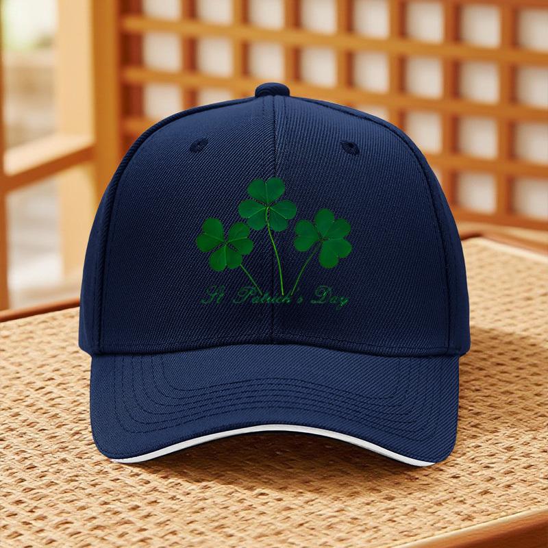 St Patricks Day Clover Baseball Cap Adjustable Polyester Casual Outdoor Visor Hat for Adults
