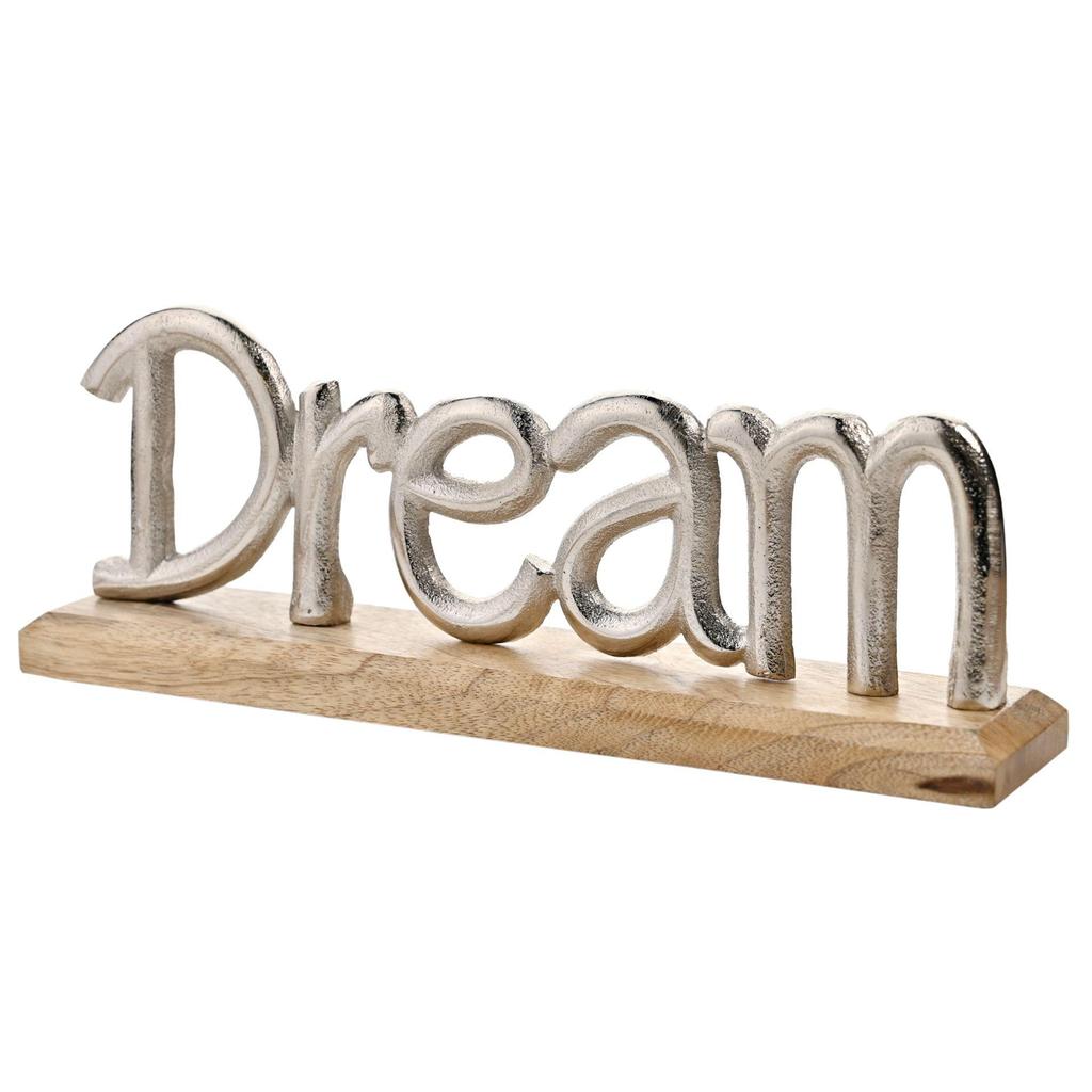 Hestia Silver Metal Dream Sign On a Wood Base