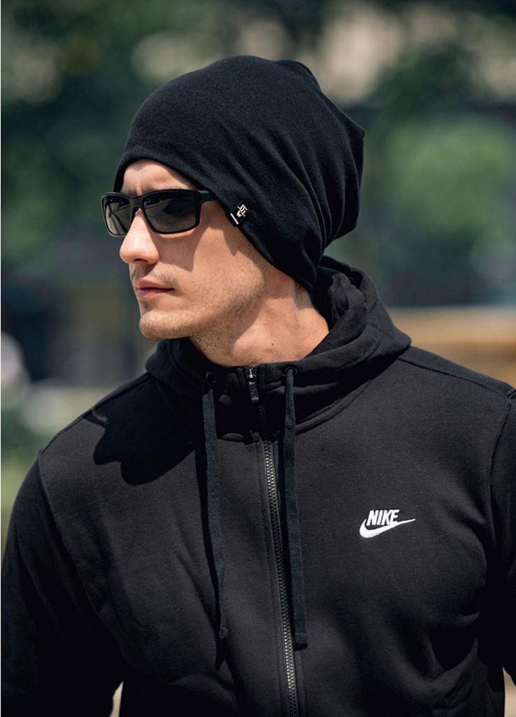 Fintier Solid Knit Beanie Soft Perfect for and Sports Cap, All-Season, Lightweight, Stretchable, Cotton, Travel, Cycling, Commuting, School, (Black)