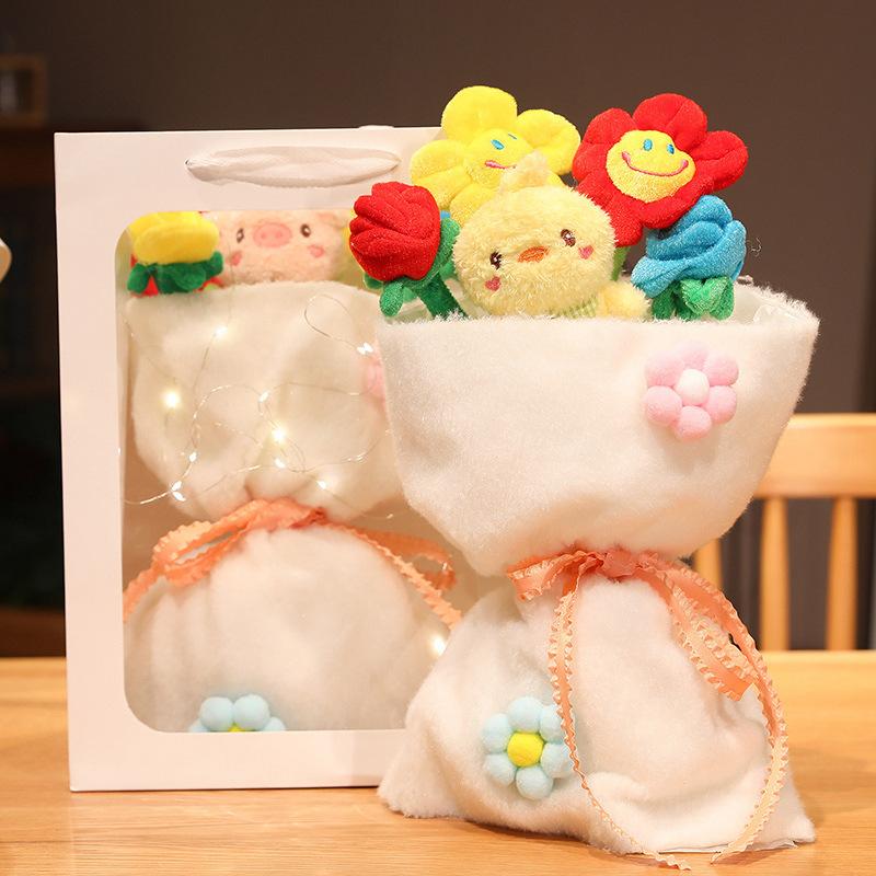 Cartoon Flower Animation Sun Bouquet Rose Plush Graduation Season Doctor'S Dress To Give Girlfriend And Girlfriend Birthday Gift
