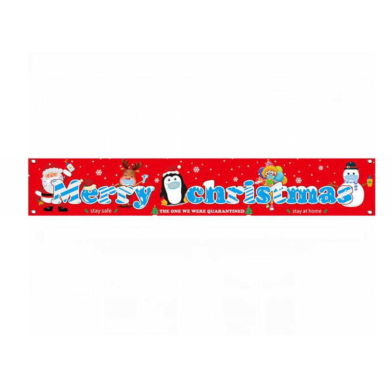 

Merry Banner Christmas Santa Claus Quarantine Outdoor Survivor Banner Xams Decor Red-300*50cm