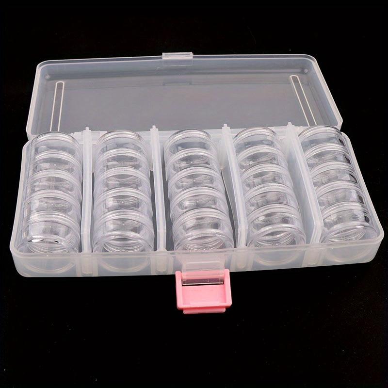 25 pezzi/set scatola per attrezzature per nail art in plastica trasparente trasparente, scatola di immagazzinaggio per nail art con paillettes glitterate, forniture per nail art