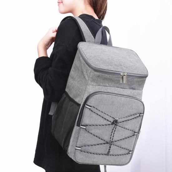 Picnic Bag Large Capacity Waterproof Oxford Cloth Cooler Bag with Adjustable Straps Side Mesh Pockets Outdoor Lunch Bag
