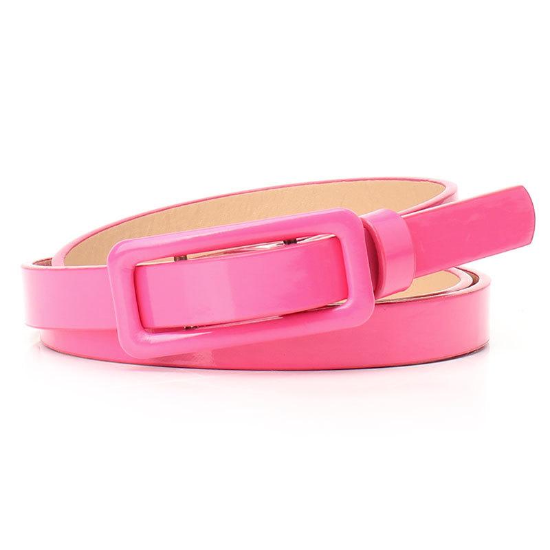 No Perforated Patent Leather Buckle Women'S Belt Jeans Dress Decorative Belt Candy-Colored Small Belt
