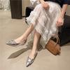 Inner Height Increase French Single Shoes Women's Shoes Spring and Autumn 2025 New Rhinestone Buckle Fairy Style with Skirt Temperament Ladyshoes
