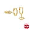 Sterling Evil Eye Octagram Moon Stud Hoop Earring Set With Cubic Zirconia Pearl Women