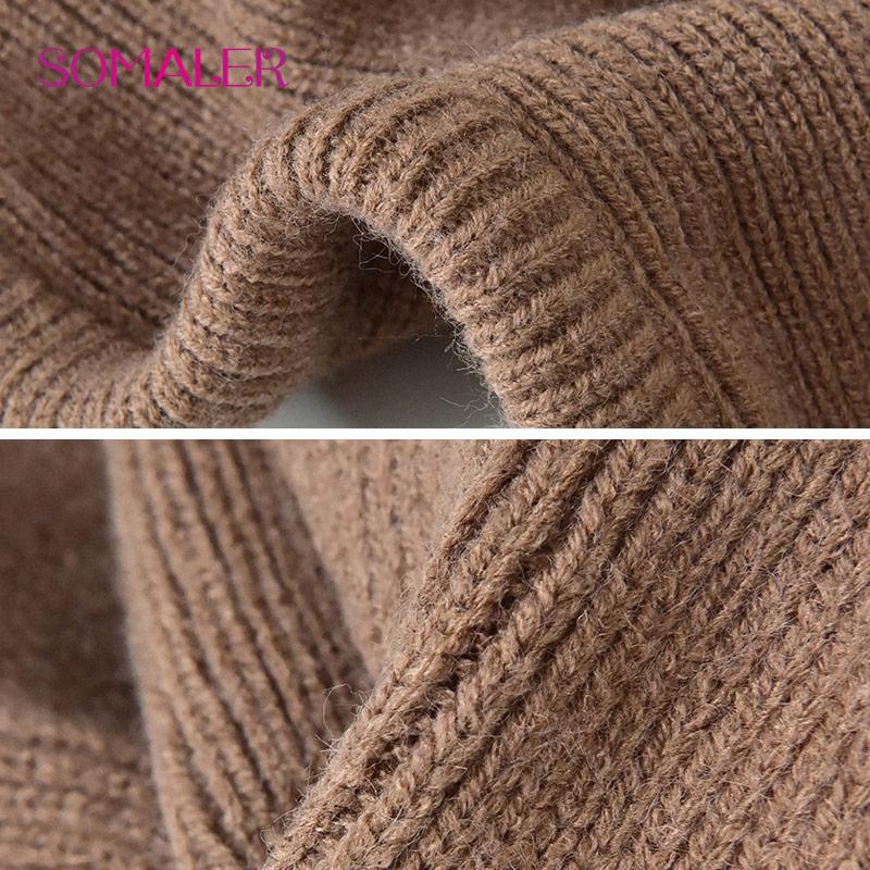 SOMALER Winterwolle, gestrickt, mit Kapuze, Acryl-Beanie-Mütze für Damen, Kopf-Ohr-Wärmer, einfarbig, verstellbare Schal-Mütze mit Seil