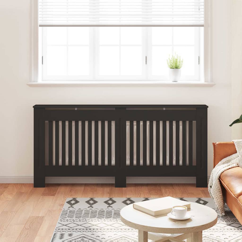Radiator Cover 2 pcs Black 172 x 19 x 81.5 cm