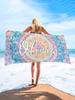 1pc Text Floral Beach Towel, Ultra-Absorbent Swimming Towel, Comfortable Beach Towel, Fashionable Pool Towel
