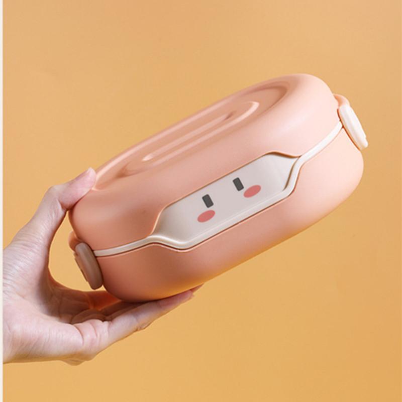 Cartoon Plastic Bento Box for Kids - Microwave Safe BPA-Free Lunch Container for School Food Storage