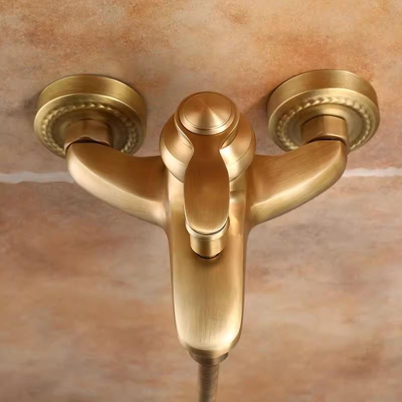 Antique Bronze Bathtub Shower Faucet Set Wall Mounted Bathrom Shower Faucet, Bathroom Cold & Hot Bath and Shower Mixer Tap Brass