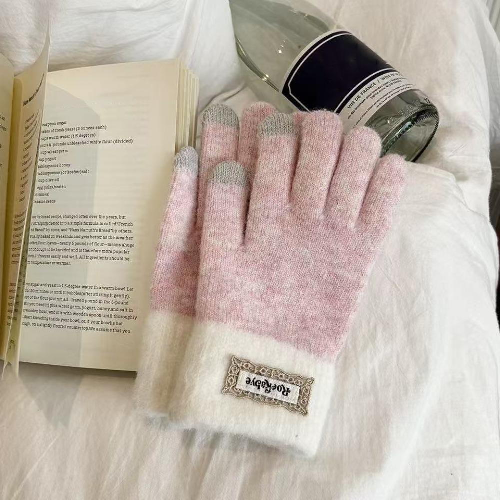 Touch-screen Warm Knitted Gloves Cold-proof Riding Protective Mittens Girls Winter Gloves Gift