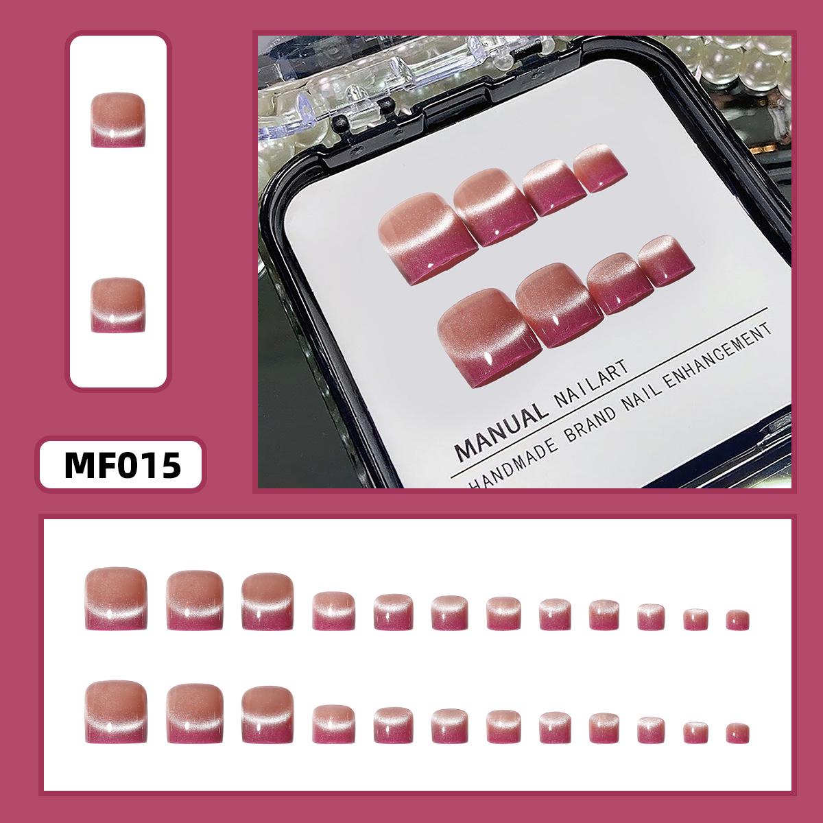 24pc Reusable Cat Eye Red Gradient French Manicure & Pedicure False Nail Stickers
