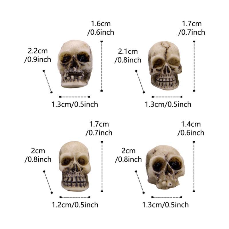 Halloween Mini Skull Figures 20Pcs Collectible Creative Miniature Skeleton Heads for DIY Jewelry Making Craft Decor