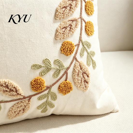 Pumpkin Harvest Home Decor Autumn Wreath Cushion Cover, Thanksgiving Throw Pillow Leaf Embroidery Soft Cases Case for Sofa Couch Farmhouse Decor,
