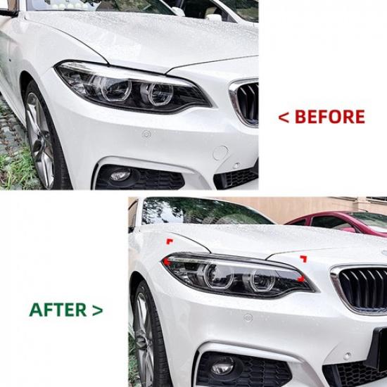 Front Headlight Eyebrows Lamp Trim For BMW 2 Series F22 F23 M Sport 2014-21 BLK