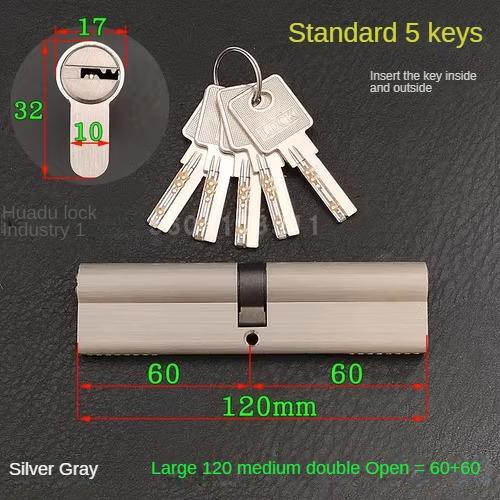 5pcs Keys Lock Cylinder,Door Cylinder 50-120mm Biased Lock Cylinder Double-side Lock Core Anti-Theft Entrance Brass Door Lock