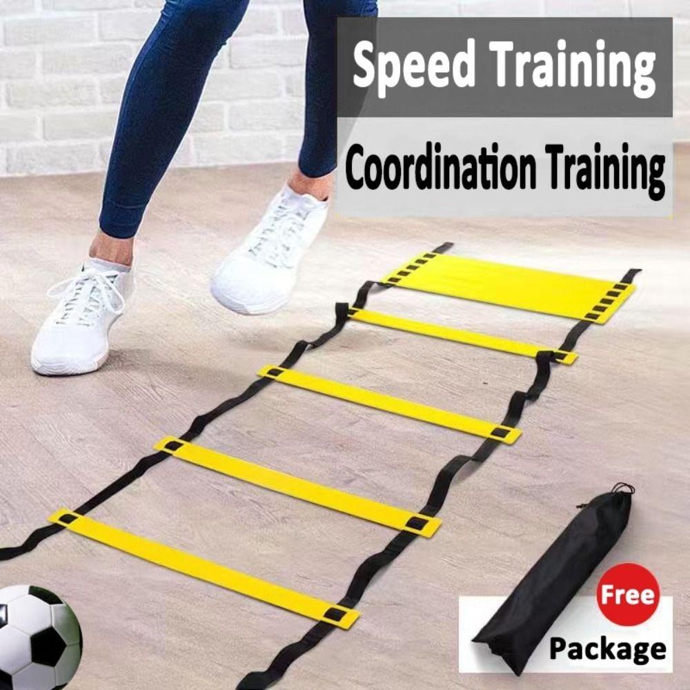 Yellow Agility Training Ladder Adjustable Rungs Speed Ladder Fitness Feet Speed