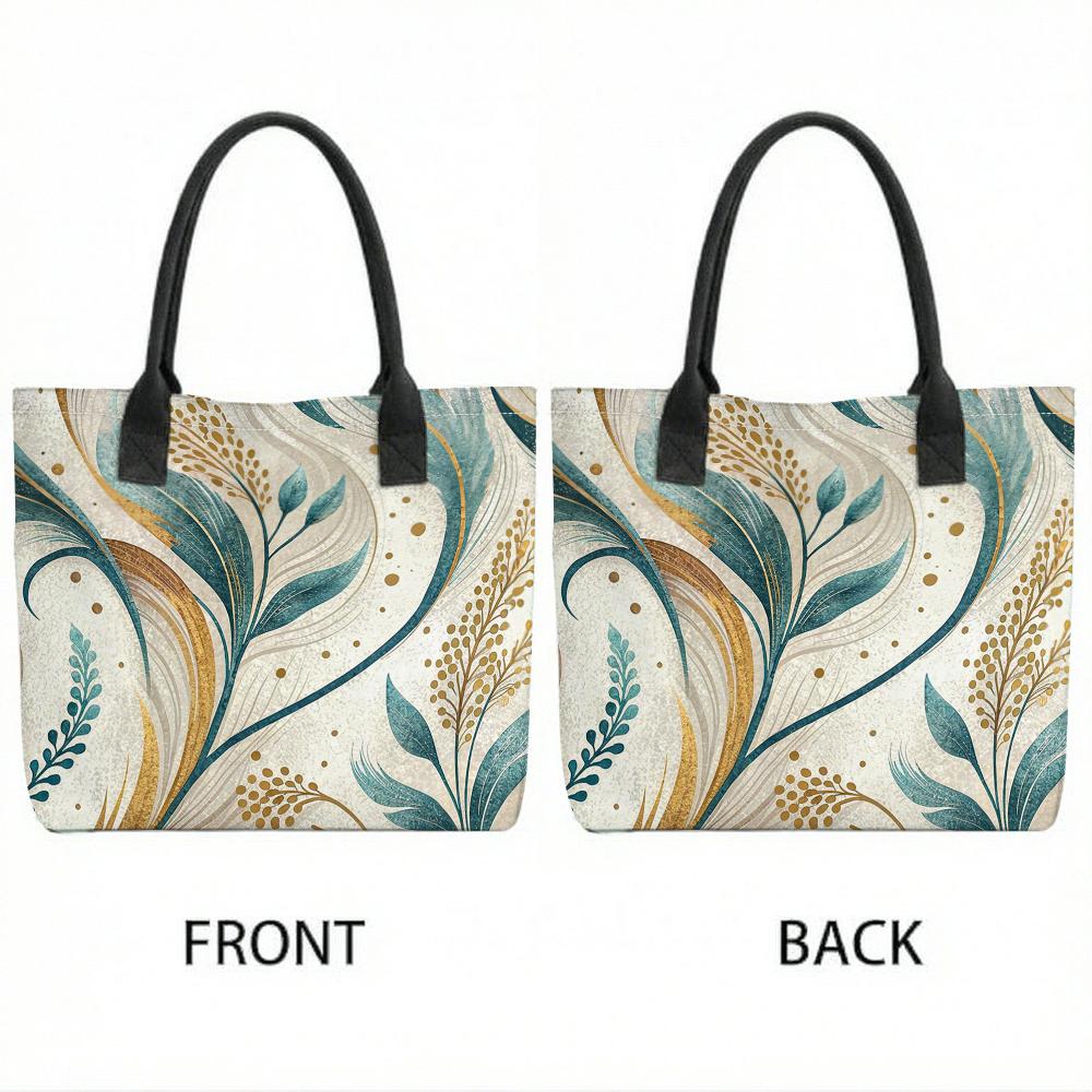 Boho Floral Printed Canvas Tote Bag Large Casual Daily Shoulder Handbag for Women