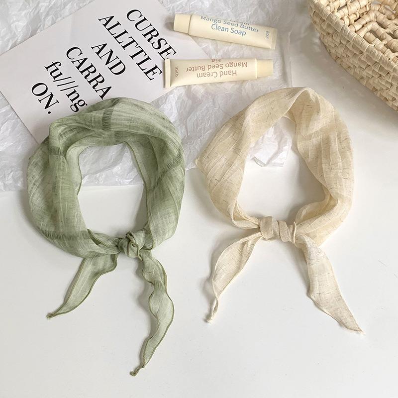 Triangle Scarf Scarf Women's New Literary and Versatile Neck Protection Silk Scarf Scarf Headscarf Summer Women's Pastoral Hair Accessories Headgear