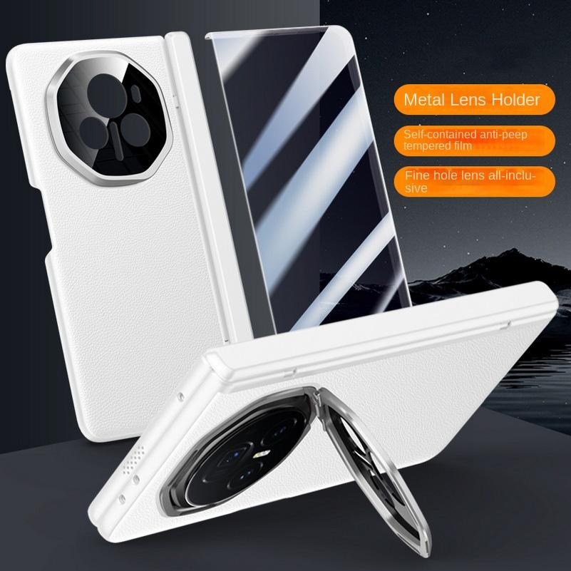 Leather With Privacy Screen Tempered Glass Protector Case For Honor Magic V3 All-inclusive Spring Hinged Camera Holder Cover