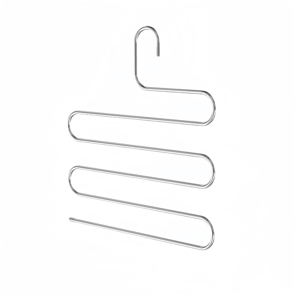 Stainless Steel S-Shaped Multi-Layer Non-Slip Trouser Rack for Home Wardrobe Storage