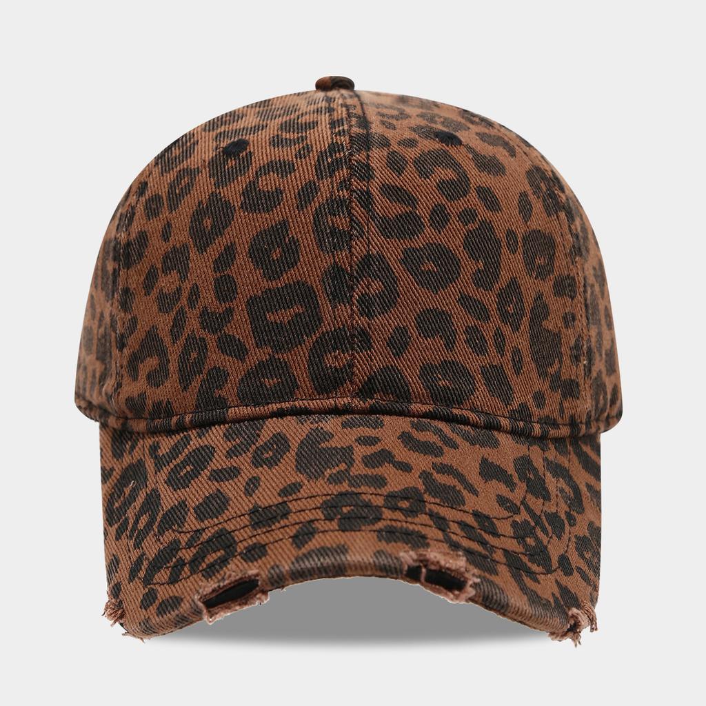 Leopard Print Baseball Cap Y2K Baddie Style Unisex Hat for Women and Men Adjustable Curved Brim Retro Street Fashion Cap