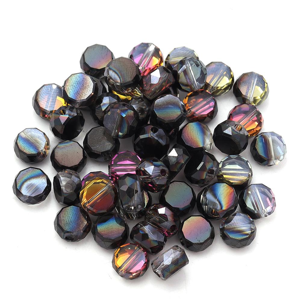 30Pcs Flat Round Faceted Crystal Beads Colorful Glass Beads Loose Spacer Beads For Jewelry Making DIY Bracelet Necklace Crafts