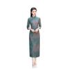 Autumn and Winter Cheongsam Temperament National Style 1011 New Retro Noble and Elegant Daily Long Green Old Shanghai Dress