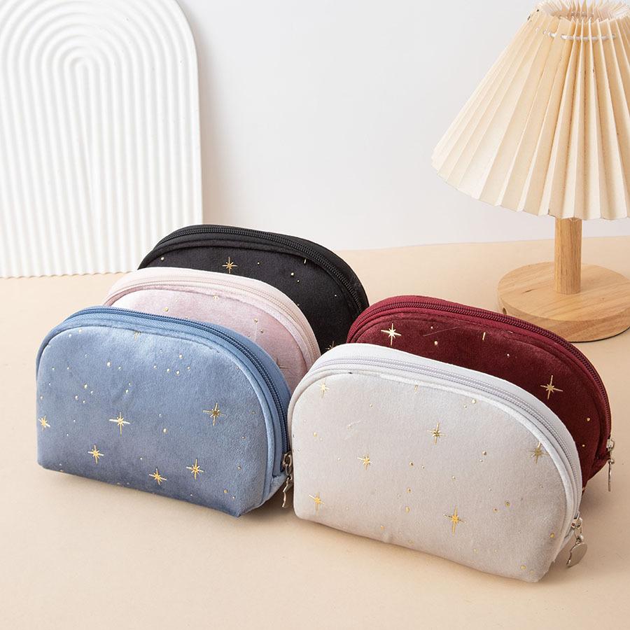 Large Capacity Velvet Makeup Bag Ladies Small Velvet Fabric Storage Bag Simple Portable Lipstick Cosmetic Organizer Clutch Bag