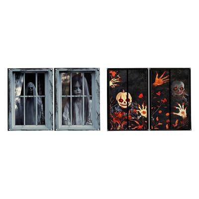 2 Pieces Halloween Window Decoration Creepy Realistic Halloween Window Poster for Window Parties Wall Living Rooms Bedrooms