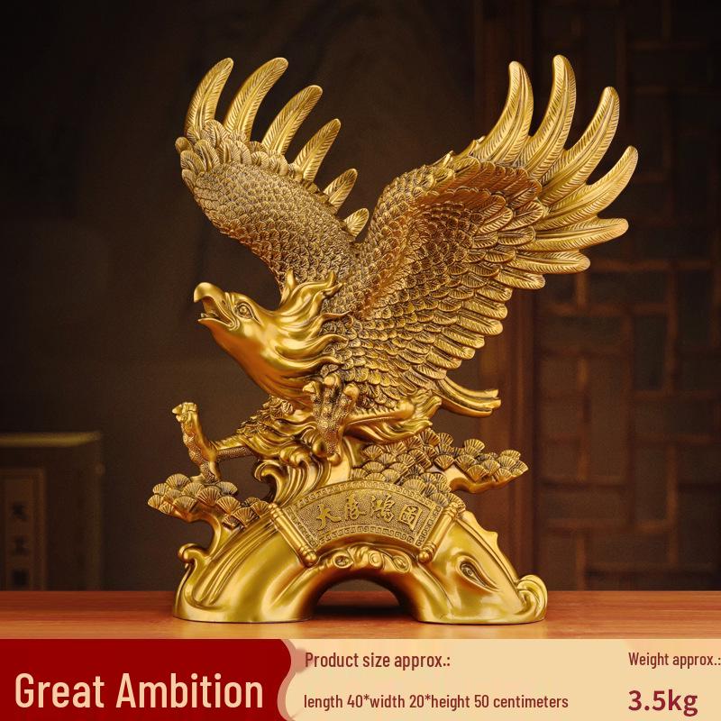Grand Vision Eagle Figurine: Wealth & Prosperity Décor for Living Room, TV Stand, or Desk—Ideal for Housewarming and Company Celebrations