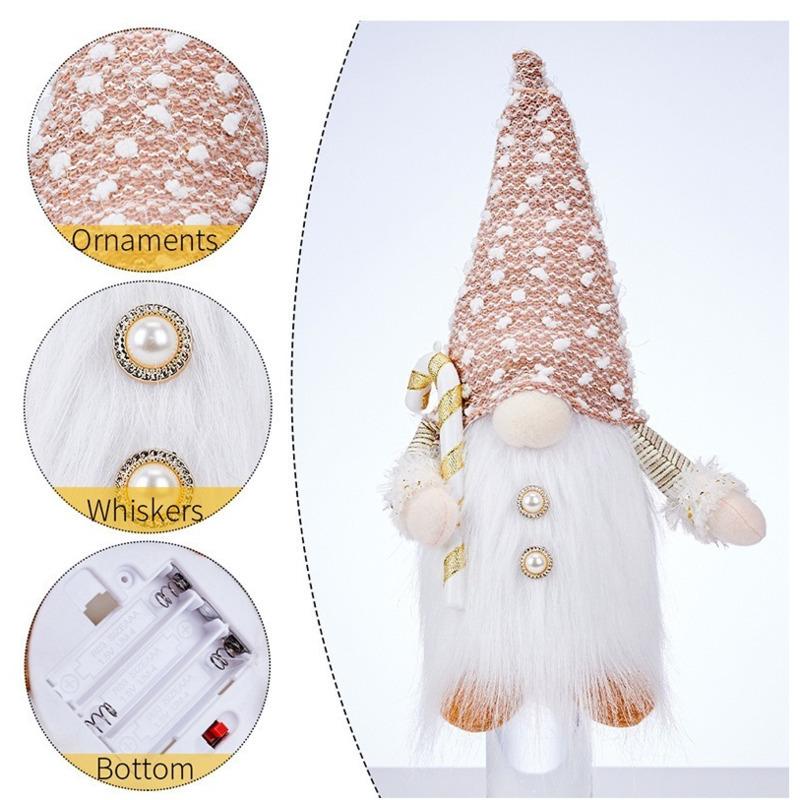 2025 Gnome Christmas Decorations 30cm Light Up Christmas Gnomes Plush Doll Ornaments Knited Elf Dwarf Gift Home Table Decoration