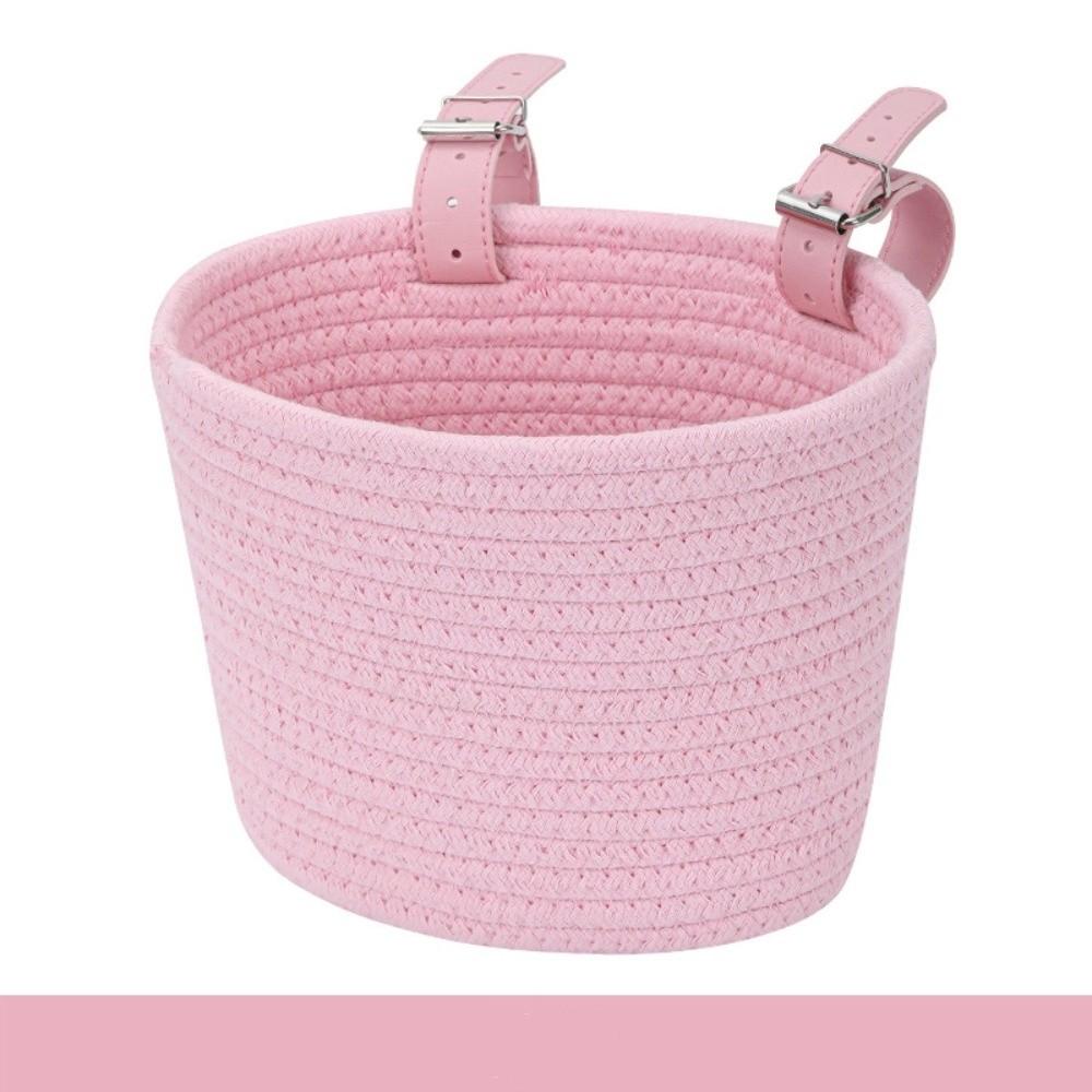 Cute with Rope Handle Bicycle Basket Removable Solid Color Bike Carrier Bag Large Capacity Storage Basket Bike