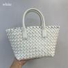 Hand Woven Mini Double-sided Pure Sheepskin Vegetable Basket Women's Bag Large Capacity Carrying Crossbody Bag Commuting Tote Bag